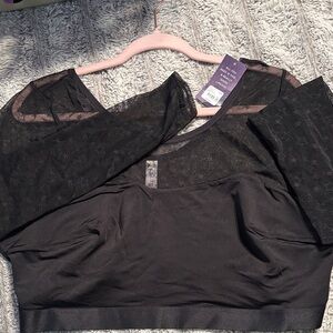 Black Sheer Long Sleeve Crop Top